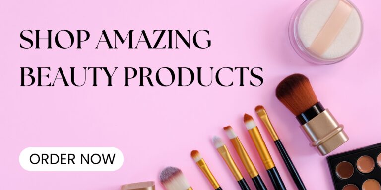 Grey and Brown Minimal Retail Chic Beauty Products Banner